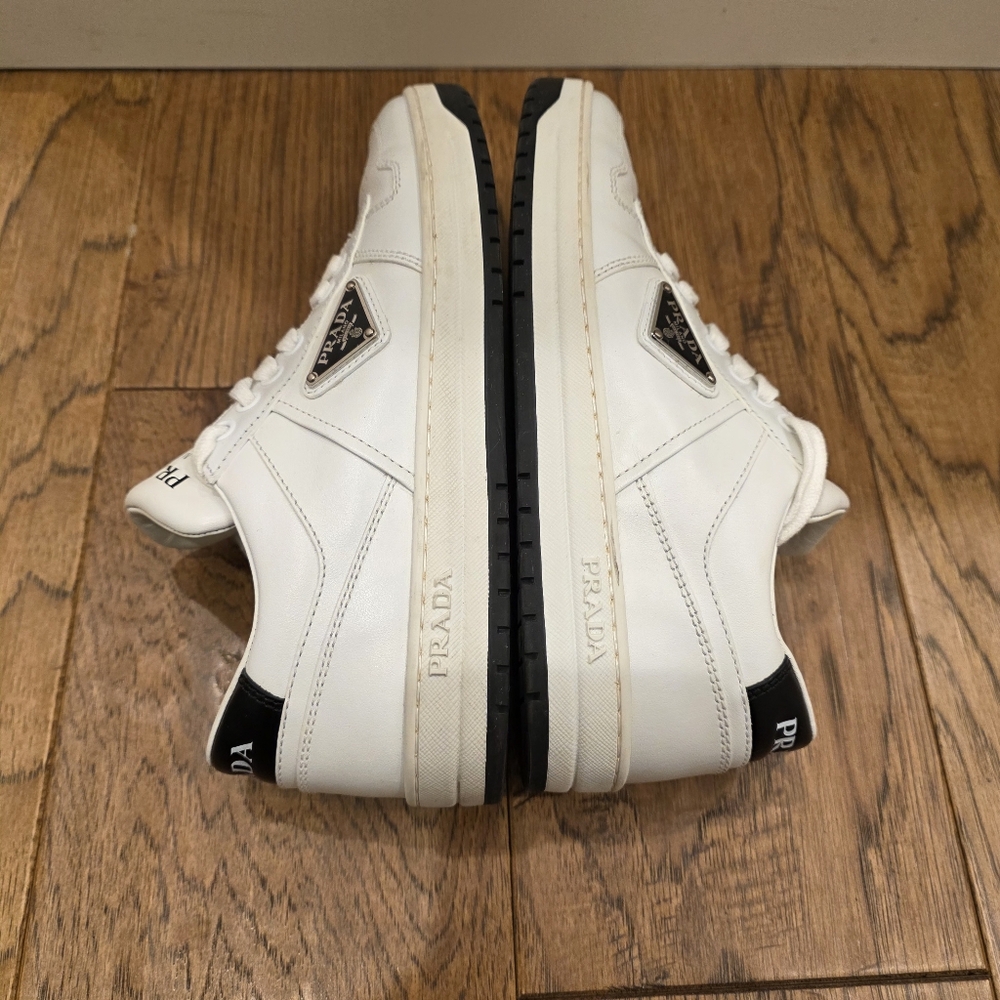 💯 Authentic Prada White and Black Leather Sneakers - Picture 7 of 15